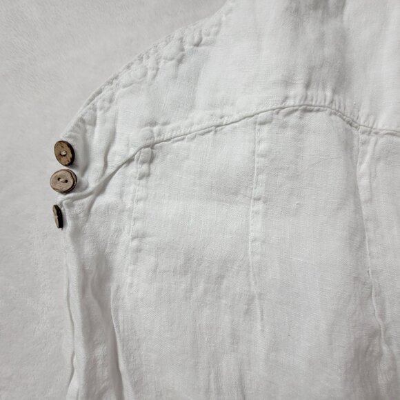 Vintage Italian White Linen Cargo Cropped Pants Elastic Waist Casual Pull-On - Picture 9 of 9